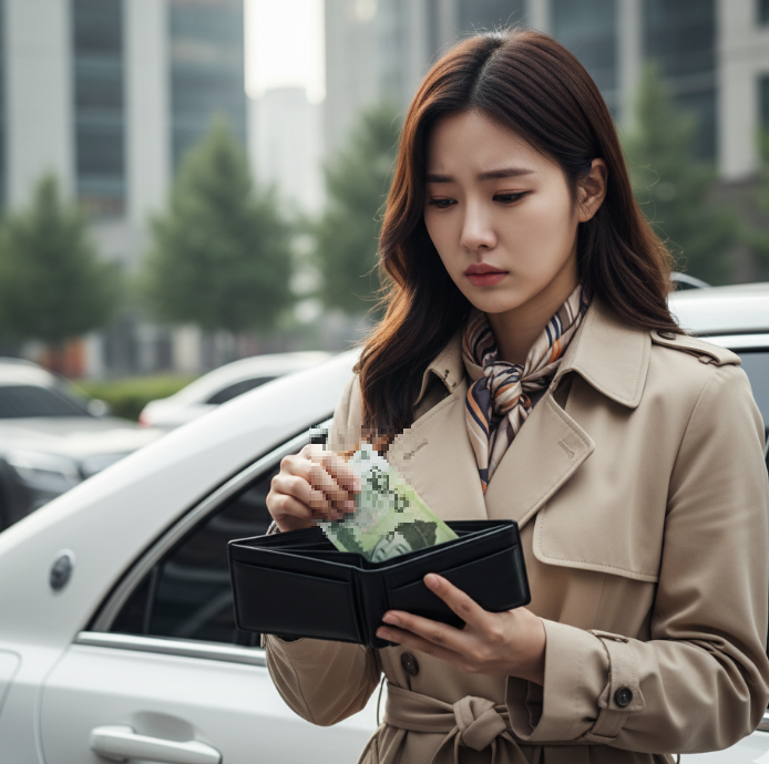 자동차보험 미갱신 후 사고를 내 큰 돈을 지출하는 모습