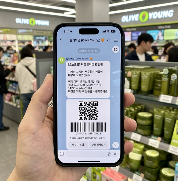 올리브영 오늘드림 픽업 바코드 화면