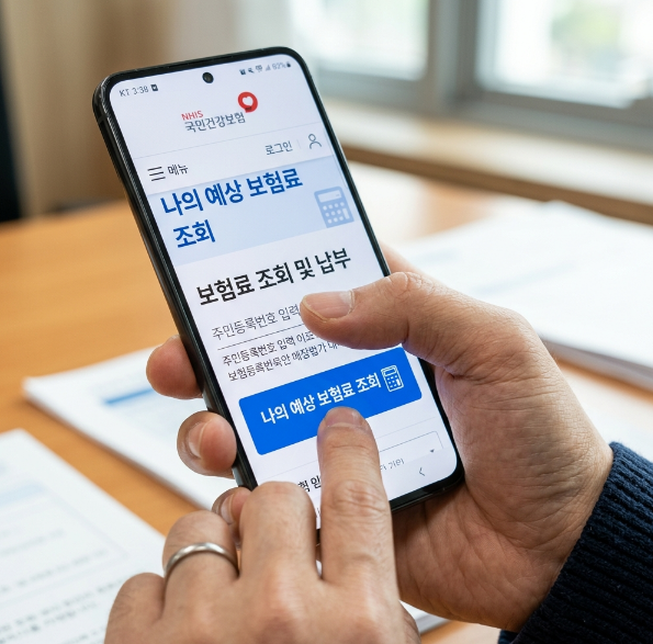 국민건강보험 예상 보험료 조회 화면